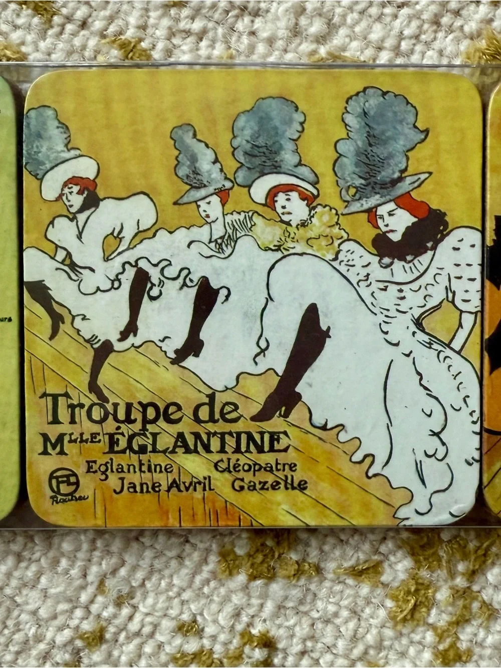 Vintage Poster PARIS French Toulouse Lautrec Coaster Set of 6 x 2